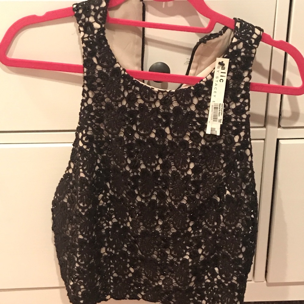 Alice + Olivia Lace Racerback Crop Top